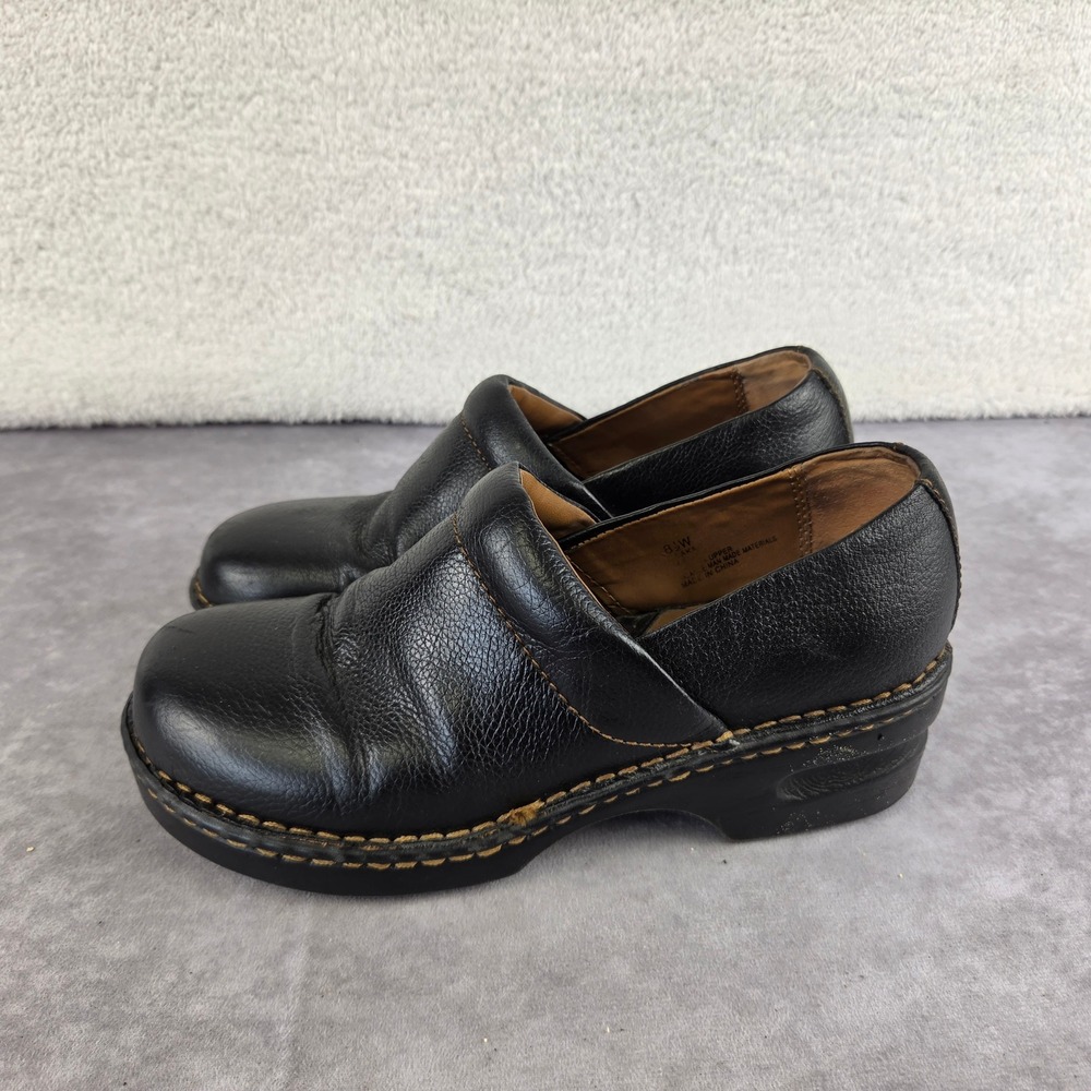 Browns Landing Osaka Black Leather Clogs Womens 8.5W Platform Slip On Shoes